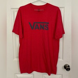 Vans Bright Red T-Shirt Men’s Large Short Sleeve Skater Skateboard Gray Logo